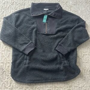 Maurices Charcoal Gray Quarter Zip Sherpa Tunic size xl